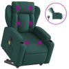 Sillón Masaje Eléctrico Reclinable Elevable Tela Verde Oscuro Vidaxl