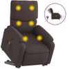 Sillón Masaje Eléctrico Reclinable Elevable Tela Marrón Oscuro Vidaxl