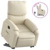 Sillón Reclinable Elevable Cuero Artificial Color Crema Vidaxl