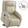 Sillón Reclinable Elevable Eléctrico De Cuero Sintético Crema Vidaxl