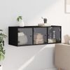 Mueble De Pared Con Puertas De Vidrio Negro 102x37x35 Cm Vidaxl