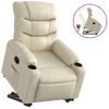 Sillón Reclinable Elevable Cuero Artificial Color Crema Vidaxl