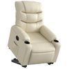 Sillón Reclinable Elevable Eléctrico De Cuero Sintético Crema Vidaxl