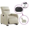 Sillón Reclinable Elevable Eléctrico De Cuero Sintético Crema Vidaxl