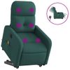 Sillón Masaje Eléctrico Reclinable Elevable Tela Verde Oscuro Vidaxl