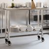 Mesa De Trabajo De Cocina Con Ruedas Acero Inox 110x30x85 Cm Vidaxl