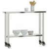 Mesa De Trabajo De Cocina Con Ruedas Acero Inox 110x30x85 Cm Vidaxl