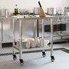 Mesa De Trabajo De Cocina Con Ruedas Acero Inox 82,5x55x85 Cm Vidaxl