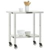 Mesa De Trabajo De Cocina Con Ruedas Acero Inox 82,5x55x85 Cm Vidaxl