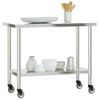 Mesa De Trabajo De Cocina Con Ruedas Acero Inox 110x55x85 Cm Vidaxl