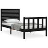 Estructura De Cama Con Cabecero Madera Maciza Negro 90x200 Cm