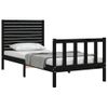 Estructura De Cama Con Cabecero Madera Maciza Negro 90x200 Cm