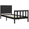 Estructura De Cama Con Cabecero Madera Maciza Negro 90x200 Cm