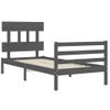 Estructura De Cama Con Cabecero Madera Maciza Gris 90x200 Cm