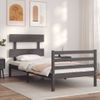 Estructura De Cama Con Cabecero Madera Maciza Gris 90x200 Cm