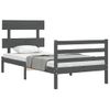 Estructura De Cama Con Cabecero Madera Maciza Gris 90x200 Cm