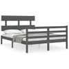 Estructura De Cama Con Cabecero Madera Maciza Gris 140x190 Cm