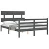 Estructura De Cama Con Cabecero Madera Maciza Gris 140x190 Cm