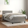 Cama Box Spring Con Colchón Terciopelo Gris Claro 90x190 Cm