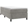 Cama Box Spring Con Colchón Terciopelo Gris Claro 90x190 Cm