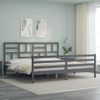 Estructura De Cama Con Cabecero Madera Maciza Gris 200x200cm