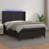 Cama Box Spring Colchón Y Led Cuero Sintético Negro 140x190 Cm