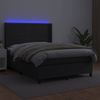 Cama Box Spring Colchón Y Led Cuero Sintético Negro 140x190 Cm