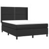 Cama Box Spring Colchón Y Led Cuero Sintético Negro 140x190 Cm