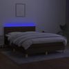 Cama Box Spring Colchón Luces Led Tela Marrón Oscuro 140x190 Cm