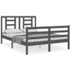 Estructura De Cama Con Cabecero Madera Maciza Gris 140x190 Cm