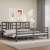 Estructura De Cama Con Cabecero Madera Maciza Gris 200x200 Cm