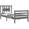 Estructura De Cama Con Cabecero Madera Maciza Gris 90x200 Cm