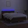 Cama Box Spring Con Colchón Led Tela Marrón Oscuro 140x200 Cm