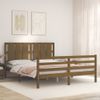 Estructura De Cama Matrimonio Con Cabecero Madera Marrón Miel