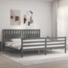 Estructura De Cama Con Cabecero Madera Maciza Gris 200x200 Cm