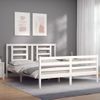 Estructura De Cama Con Cabecero Madera Maciza Blanco 160x200 Cm