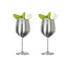 Set De 2 Copas De Vino De Acero Inoxidable De 520 Ml, Irrompibles, Con Tallo