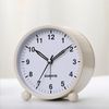 Reloj Despertador Analógico Redondo Silencioso, Ceramarble Furni, Blanco