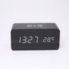 Reloj Despertador Digital Led Negro, Ceramarble Furni, Reloj Despertador De Madera Con Carga Inalámbrica De 150mm × 70mm × 70mm