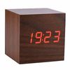 Reloj Despertador Digital Electrónico De Madera, Ceramarble Furni, Reloj De Mesa Con Pantalla Led De Temperatura Y Control De Voz Negro