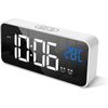 Reloj Despertador Digital Con Gran Pantalla Led De Temperatura, Ceramarble Furni, Reloj Portátil Con Espejo Y Alarma Dual Con Función De Repetición