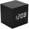 Reloj Despertador De Madera, Ceramarble Furni, Mini Reloj Digital Con Pantalla De Temperatura Y Hora, 3 Niveles De Brillo Negro_blanco