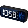 Reloj Despertador Digital Negro, Ceramarble Furni, Reloj De Escritorio Digital Con Alarma Dual Y Función De Repetición