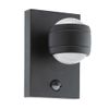 Lámpara Led Pared Con Sensor Para Jardín Sesimba 1 Negro 2x3,7w Eglo