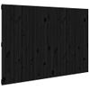 Cabecero De Cama De Pared | Panel De Cabecera Madera Maciza Pino Negro 166x3x110 Cm Cfw258521