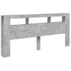 Cabecero Cama | Panel De Cabecera Led Madera Ingeniería Gris Hormigón 220x18,5x103,5 Cm Cfw790310