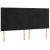 Pack 4 Uds Cabeceros Cama | Panel De Cabeceras De Terciopelo Negro 90x5x78/88 Cm Cfw307555