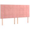 Pack 4 Uds Cabeceros Cama | Panel De Cabeceras De Terciopelo Rosa 90x5x78/88 Cm Cfw880113