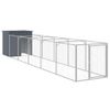 Caseta Perros | Perrera Exterior Con Corral Acero Galvanizado Gris 110x609x110 Cm Cfw750376