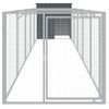 Caseta Perros | Perrera Exterior Con Corral Acero Galvanizado Gris 110x609x110 Cm Cfw750376